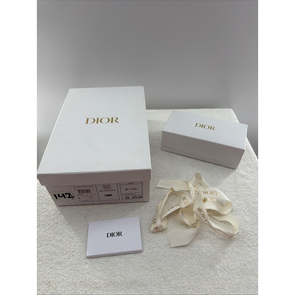 2-Dior Empty White Gift Boxes Logo 12"x 8.5" x4.75" And 7.75"x4"x3" Ribbon Too